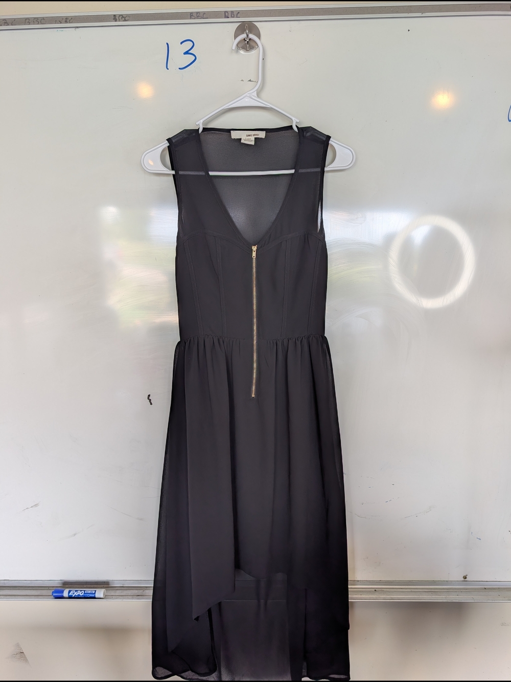 Sans Souci Black High-Low Sleeveless Zip-Front Dress
